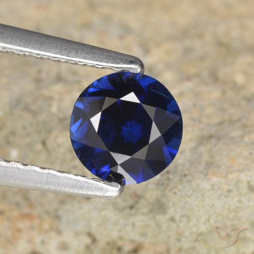 0.68ct Natural Azul oscuro Zafiro, Redondo, VVS-VS