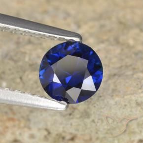 Zafiro Azul oscuro natural de 0.68 ct, Redondo, VVS-VS