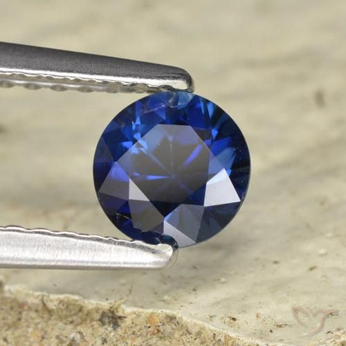 Zafiro Azul crepúsculo natural de 0.58 ct, Redondo, VVS-VS