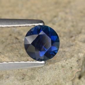 Zafiro Azul crepúsculo natural de 0.63 ct, Redondo, VVS-VS