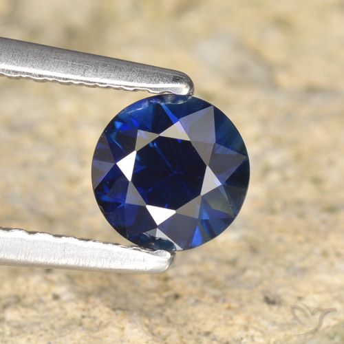0.66ct Natural Azul oscuro Zafiro, Redondo, VVS-VS