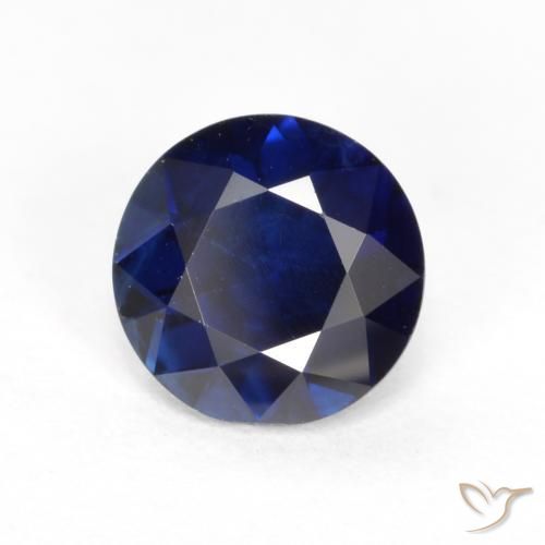 Zafiro Azul oscuro natural de 0.56 ct, Redondo, VS