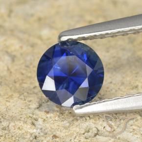 Zafiro Azul crepúsculo natural de 0.60 ct, Redondo, VS