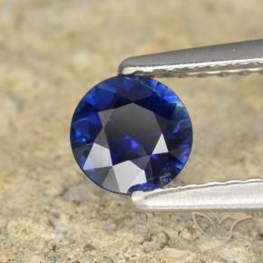 Zafiro Azul marino natural de 0.56 ct, Redondo, VS