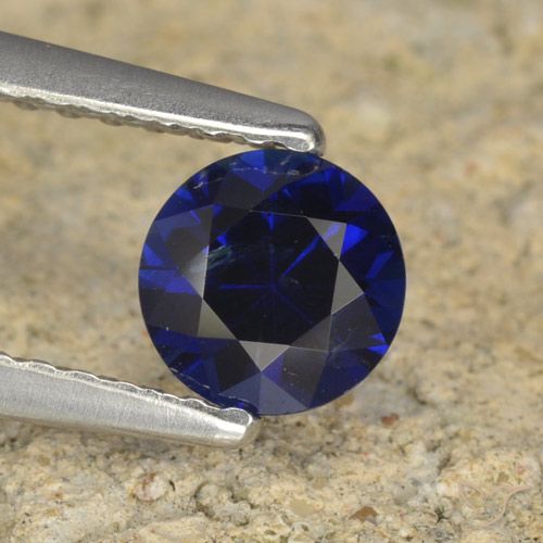 0.60ct Natural Azul oscuro Zafiro, Redondo, VS