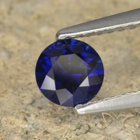 Zafiro Azul oscuro natural de 0.60 ct, Redondo, VS