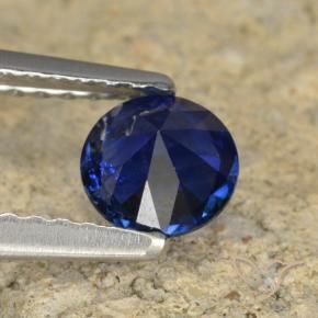 Zafiro Azul oscuro natural de 0.60 ct, Redondo, VS