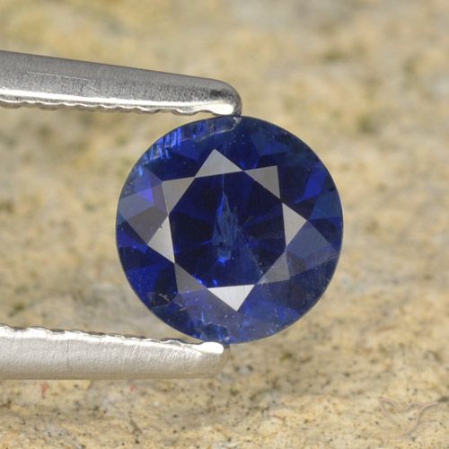 0.60ct Natural Azul marino Zafiro, Redondo, VS