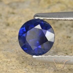 Zafiro Azul marino natural de 0.60 ct, Redondo, VS