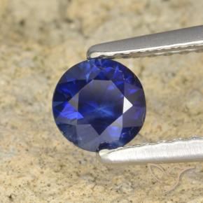 Zafiro Azul crepúsculo natural de 0.60 ct, Redondo, VS
