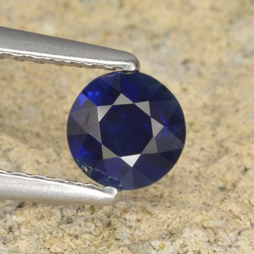 0.60ct Natural Azul oscuro Zafiro, Redondo, VS