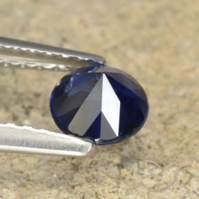 Zafiro Azul oscuro natural de 0.60 ct, Redondo, VS