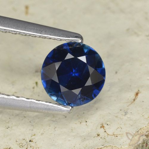 0.70ct Natural Azul oscuro Zafiro, Redondo, VVS-VS