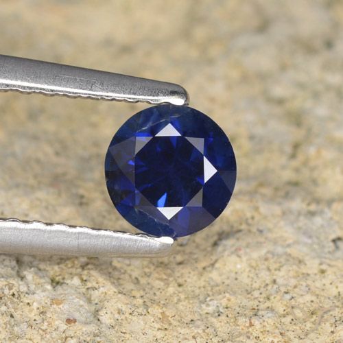 0.57ct Natural Azul oscuro Zafiro, Redondo, VVS-VS