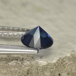 Zafiro Azul crepúsculo natural de 0.70 ct, Redondo, VVS-VS