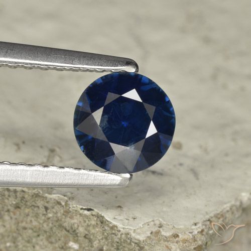 0.74ct Natural Azul oscuro Zafiro, Redondo, VVS-VS