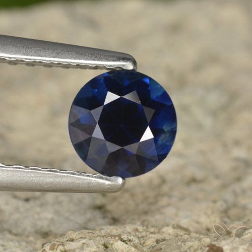 0.71ct Natural Azul oscuro Zafiro, Redondo, VVS
