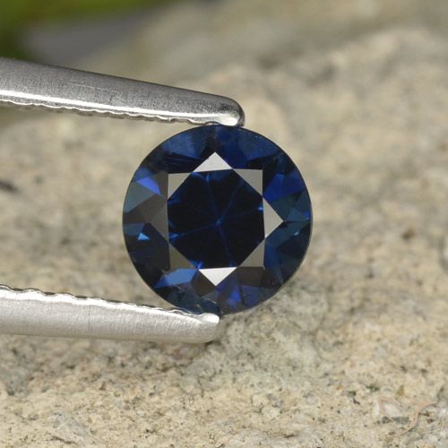 0.62ct Natural Azul oscuro Zafiro, Redondo, VVS