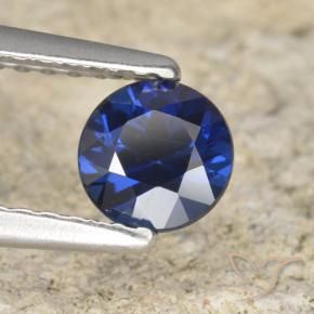 Zafiro Azul marino natural de 0.62 ct, Redondo, VVS