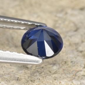 Zafiro Azul marino natural de 0.62 ct, Redondo, VVS