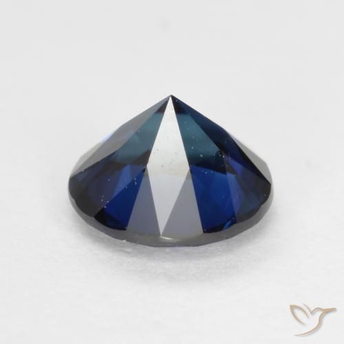 Zafiro Azul crepúsculo natural de 0.64 ct, Redondo, VVS