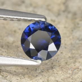 Zafiro Azul marino natural de 0.52 ct, Redondo, VVS