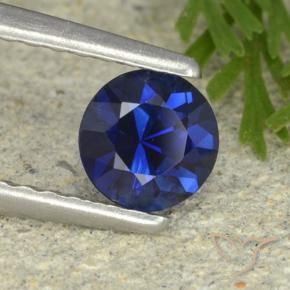 Zafiro Azul marino natural de 0.53 ct, Redondo, VVS