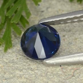 Zafiro Azul marino natural de 0.53 ct, Redondo, VVS