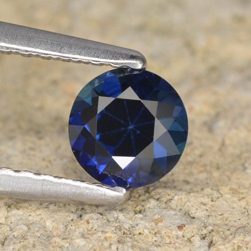 0.60ct Natural Azul oscuro Zafiro, Redondo, VVS-VS