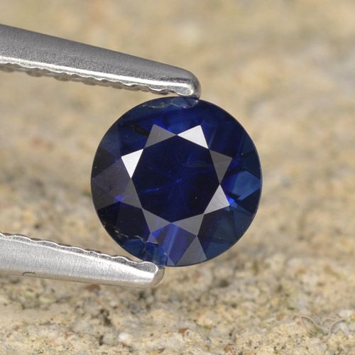 0.62ct Natural Azul oscuro Zafiro, Redondo, VVS-VS