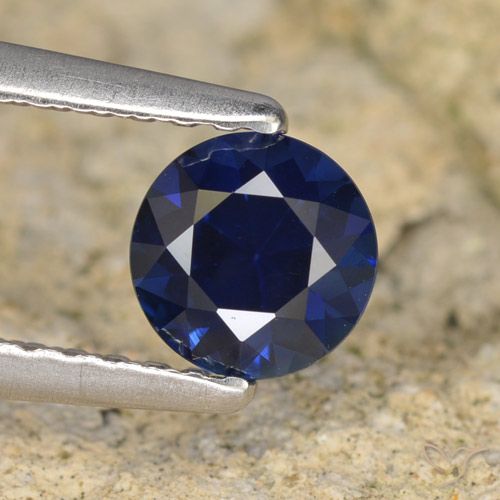 0.64ct Natural Azul oscuro Zafiro, Redondo, VVS-VS