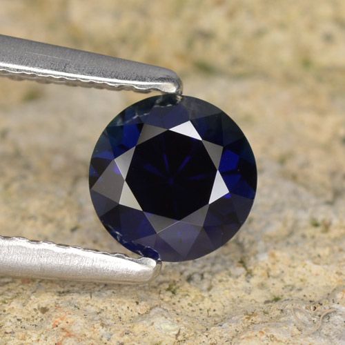 0.63ct Natural Azul oscuro Zafiro, Redondo, VVS-VS