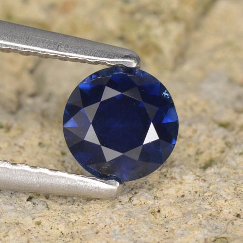 0.55ct Natural Azul oscuro Zafiro, Redondo, VVS-VS