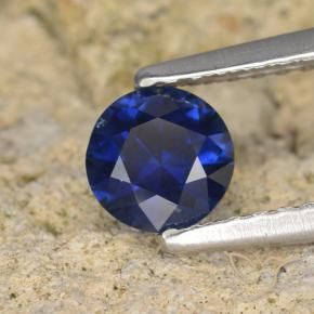 Zafiro Azul oscuro natural de 0.55 ct, Redondo, VVS-VS