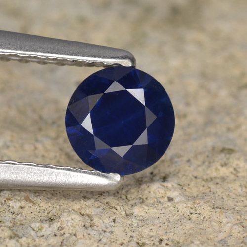 0.56ct Natural Azul oscuro Zafiro, Redondo, VVS