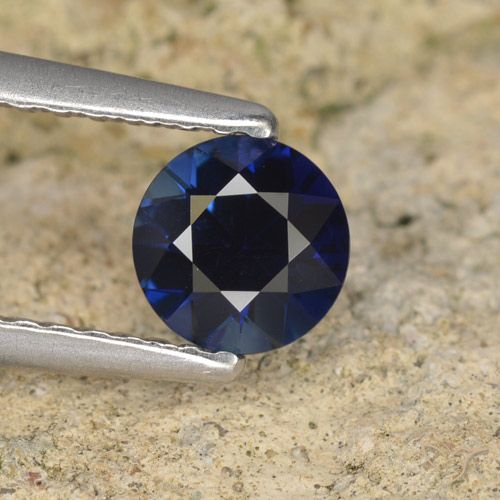 0.62ct Natural Azul oscuro Zafiro, Redondo, VVS