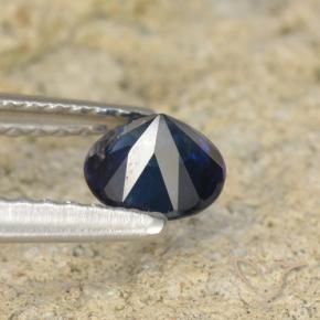 Zafiro Azul marino natural de 0.62 ct, Redondo, VS-SI