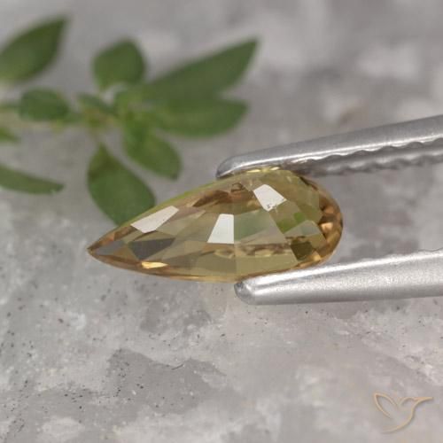 Zafiro Light Earth Orange natural de 0.72 ct, En forma de pera, VS