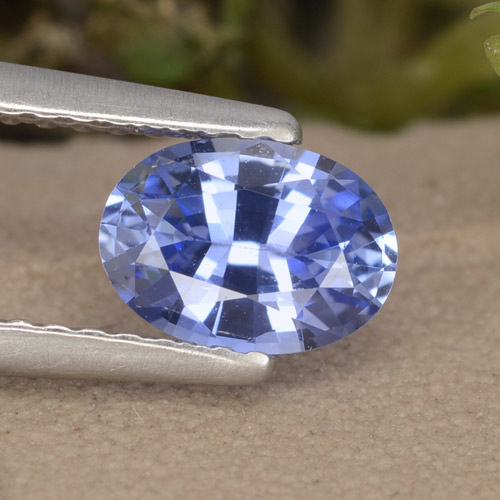 Zafiro Azul pastel natural de 0.92 ct, Ovalada, VVS