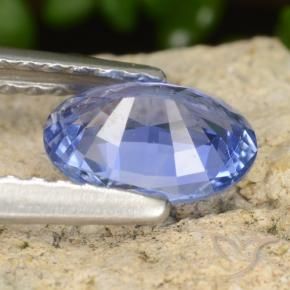 Zafiro Azul marino medio natural de 0.82 ct, Ovalada, VVS