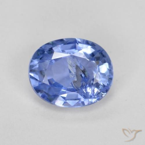 0.75ct Natural Azul pastel Zafiro, Ovalada, SI