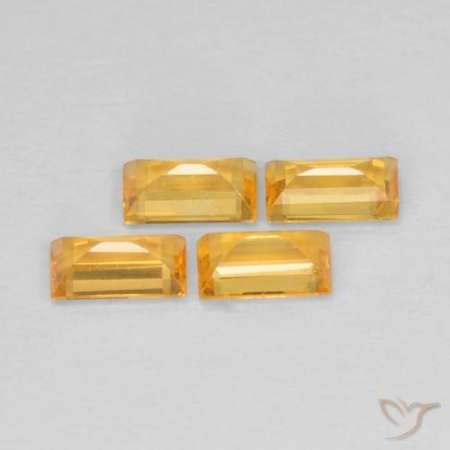 Gemas de Zafiro Dorado oscuro medio natural de 1.09 ct, Corte Baguette, VS