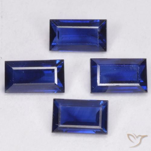 Gemas de Zafiro Azul crepúsculo natural de 1.63 ct, Corte Baguette, VS