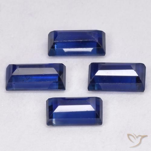 Gemas de Zafiro Azul crepúsculo natural de 1.63 ct, Corte Baguette, VS