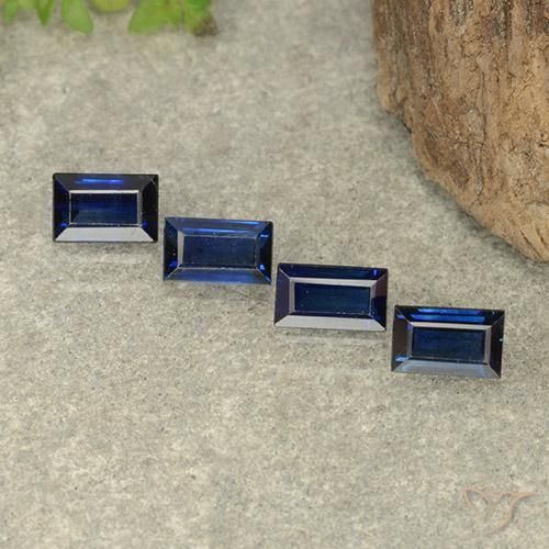 Gemas de Zafiro Azul crepúsculo natural de 1.57 ct, Corte Baguette, VVS-VS
