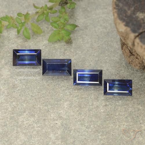 Gemas de Zafiro Azul crepúsculo natural de 1.59 ct, Corte Baguette, VVS-VS