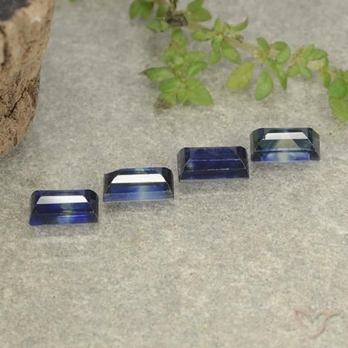 Gemas de Zafiro Azul crepúsculo natural de 1.59 ct, Corte Baguette, VVS-VS