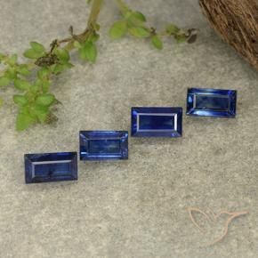 Gemas de Zafiro Azul oscuro natural de 1.55 ct, Corte Baguette, VS