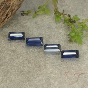 Gemas de Zafiro Azul oscuro natural de 1.55 ct, Corte Baguette, VS
