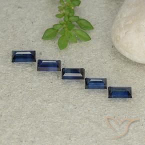 Gemas de Zafiro Azul oscuro natural de 2.13 ct, Corte Baguette, VS